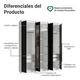 Closet Venus Blanco y Negro 180x217cm con Seis Puertas con Doce Compartimientos y con Espejo - CLOSETS | Bylmo