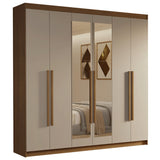 Closet Venus Marrón y Crema 180x217cm con Seis Puertas con Doce Compartimientos y con Espejo - CLOSETS | Bylmo
