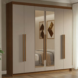 Closet Venus Marrón y Crema 180x217cm con Seis Puertas con Doce Compartimientos y con Espejo - CLOSETS | Bylmo