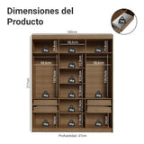 Closet Venus Marrón y Crema 180x217cm con Seis Puertas con Doce Compartimientos y con Espejo - CLOSETS | Bylmo