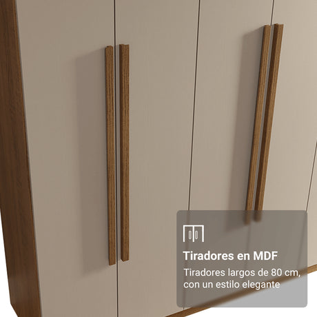 Closet Venus Marrón y Crema 180x217cm con Seis Puertas y con Doce Compartimientos - CLOSETS | Bylmo