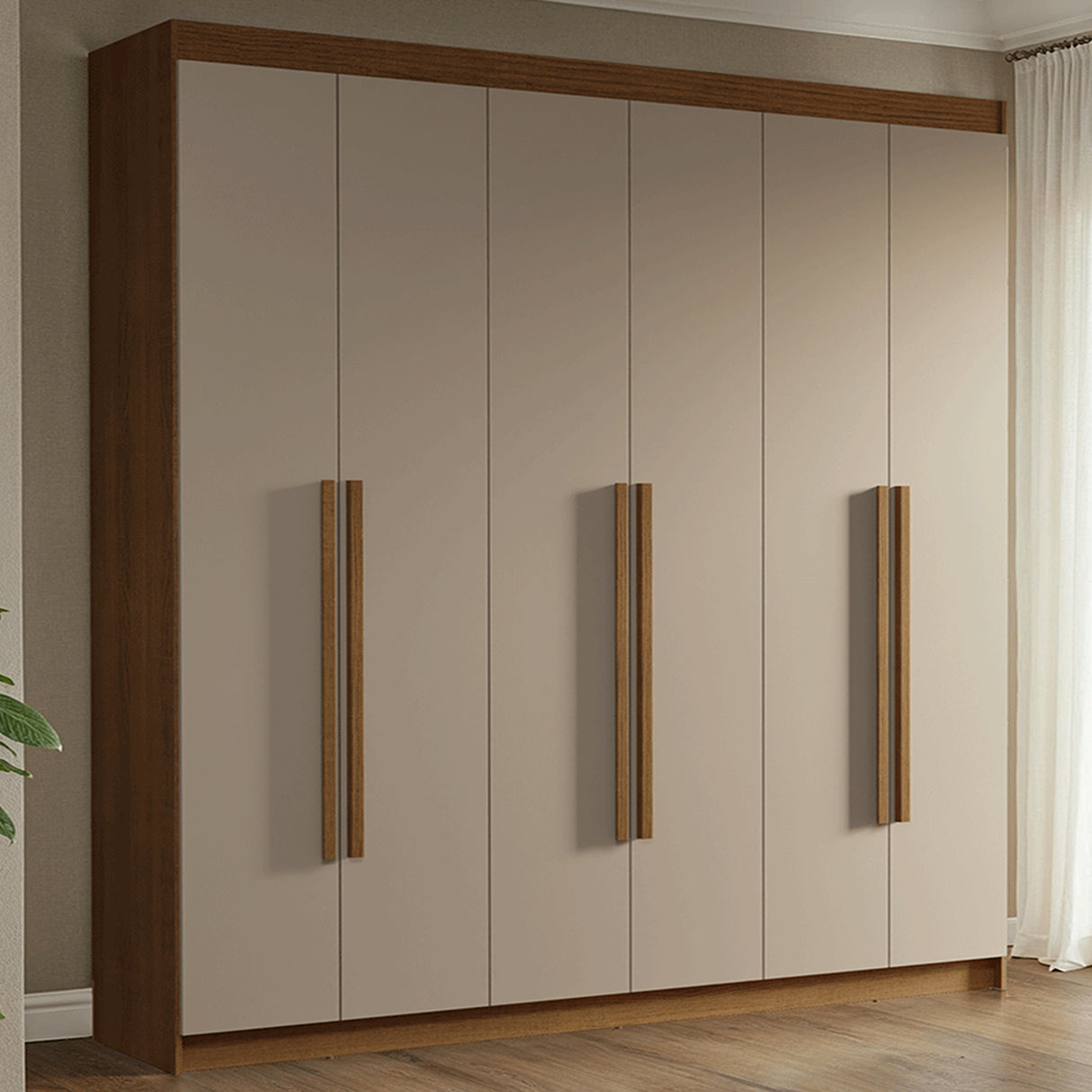 Closet Venus Marrón y Crema 180x217cm con Seis Puertas y con Doce Compartimientos - CLOSETS | Bylmo