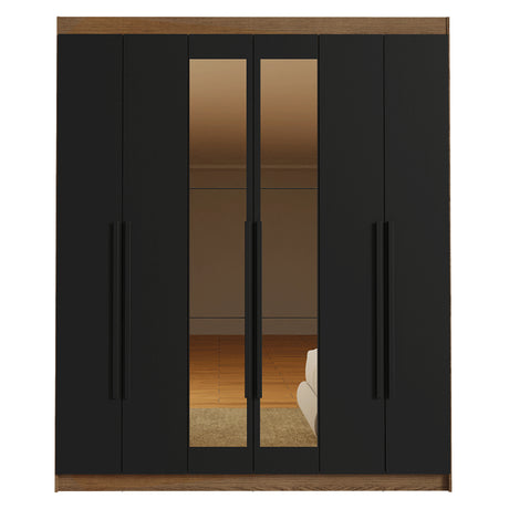 Closet Venus Marrón y Negro 180x217cm con Seis Puertas con Doce Compartimientos y con Espejo - CLOSETS | Bylmo