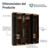 Closet Venus Marrón y Negro 180x217cm con Seis Puertas con Doce Compartimientos y con Espejo - CLOSETS | Bylmo