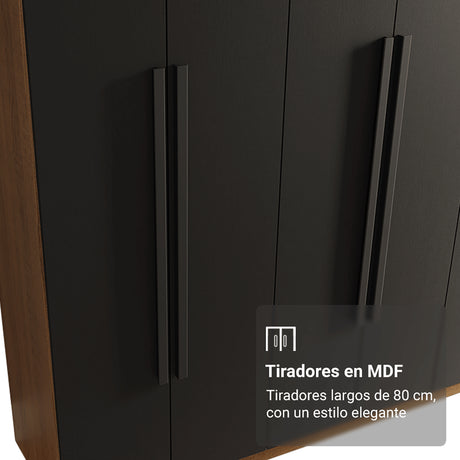 Closet Venus Marrón y Negro 180x217cm con Seis Puertas y con Doce Compartimientos - CLOSETS | Bylmo