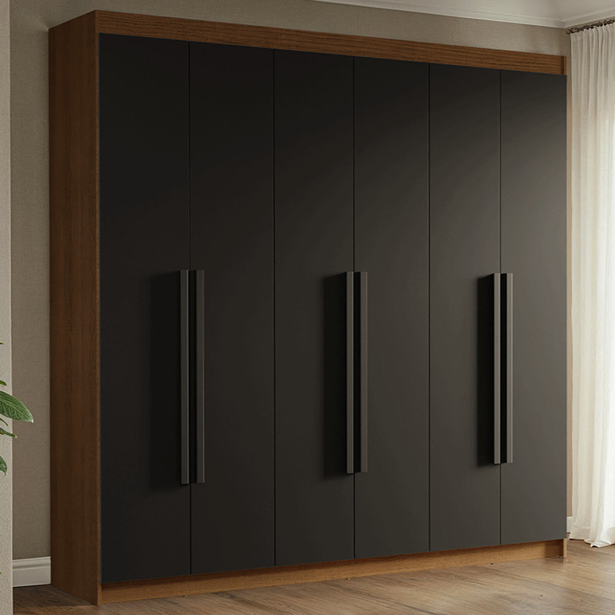 Closet Venus Marrón y Negro 180x217cm con Seis Puertas y con Doce Compartimientos - CLOSETS | Bylmo