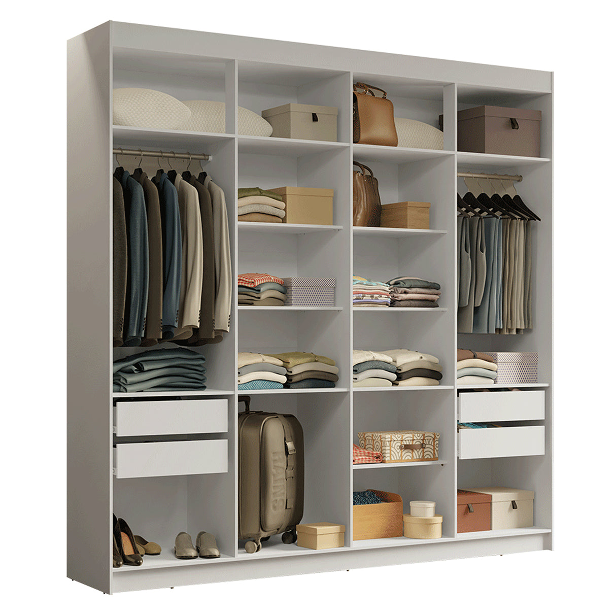 Closet Venus Blanco 216x217cm sin Puertas y con Diecisiete Compartimientos - CLOSETS | Bylmo