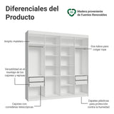 Closet Venus Blanco 216x217cm sin Puertas y con Diecisiete Compartimientos - CLOSETS | Bylmo