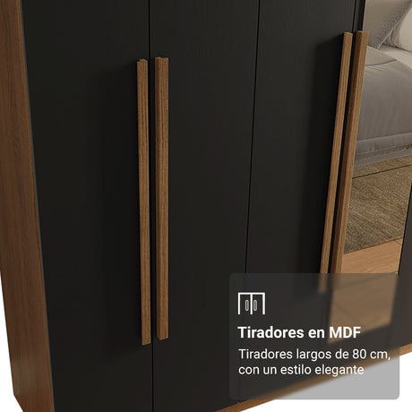 Closet Venus Marrón y Negro 216x217cm con Ocho Puertas de Tiradores Marrón con Diecisiete Compartimientos y con Espejo - CLOSETS | Bylmo
