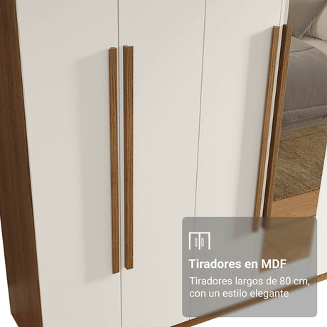 Closet Venus Marrón y Blanco 216x217cm con Ocho Puertas con Diecisiete Compartimientos y con Espejo - CLOSETS | Bylmo