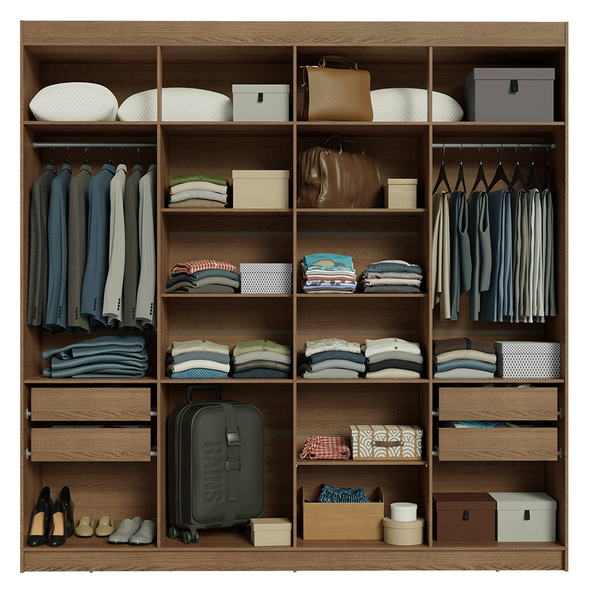 Closet Venus Marrón y Blanco 216x217cm con Ocho Puertas y con Diecisiete Compartimientos - CLOSETS | Bylmo