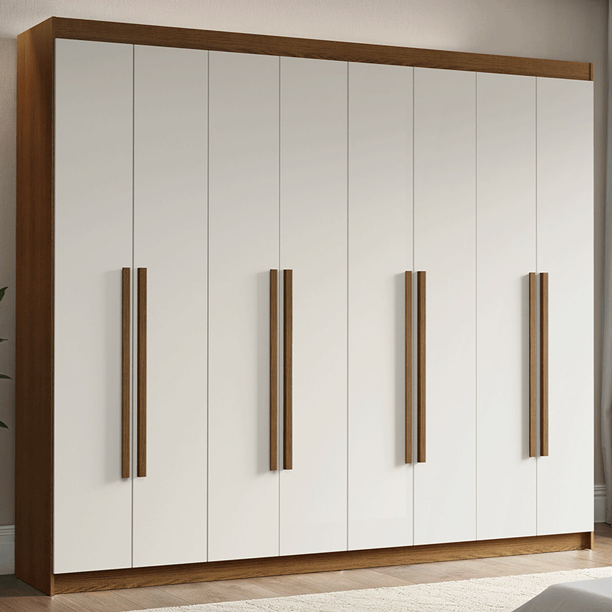 Closet Venus Marrón y Blanco 216x217cm con Ocho Puertas y con Diecisiete Compartimientos - CLOSETS | Bylmo