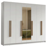 Closet Venus Blanco y Marrón 216x217cm con Ocho Puertas con Diecisiete Compartimientos y con Espejo - CLOSETS | Bylmo