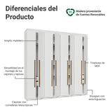 Closet Venus Blanco y Marrón 216x217cm con Ocho Puertas y con Diecisiete Compartimientos - CLOSETS | Bylmo