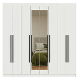 Closet Venus Blanco y Negro 216x217cm con Ocho Puertas de Tiradores Negros con Diecisiete Compartimientos y con Espejo - CLOSETS | Bylmo