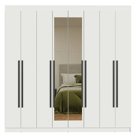 Closet Venus Blanco y Negro 216x217cm con Ocho Puertas de Tiradores Negros con Diecisiete Compartimientos y con Espejo - CLOSETS | Bylmo