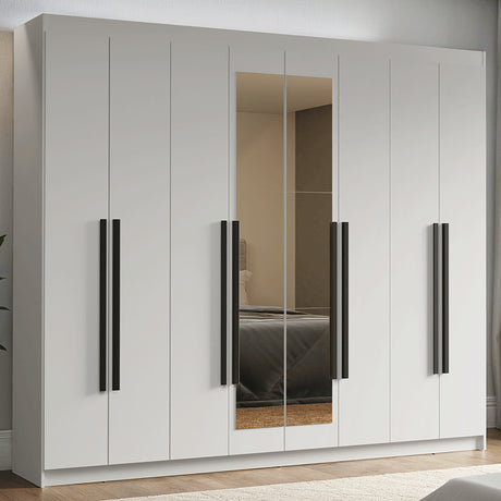 Closet Venus Blanco y Negro 216x217cm con Ocho Puertas de Tiradores Negros con Diecisiete Compartimientos y con Espejo - CLOSETS | Bylmo