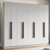 Closet Venus Blanco y Negro 216x217cm con Ocho Puertas de Tiradores Negros y con Diecisiete Compartimientos - CLOSETS | Bylmo