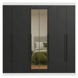 Closet Venus Blanco y Negro 216x217cm con Ocho Puertas con Diecisiete Compartimientos y con Espejo - CLOSETS | Bylmo
