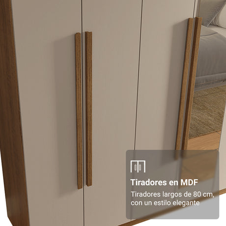 Closet Venus Marrón y Crema 216x217cm con Ocho Puertas con Diecisiete Compartimientos y con Espejo - CLOSETS | Bylmo