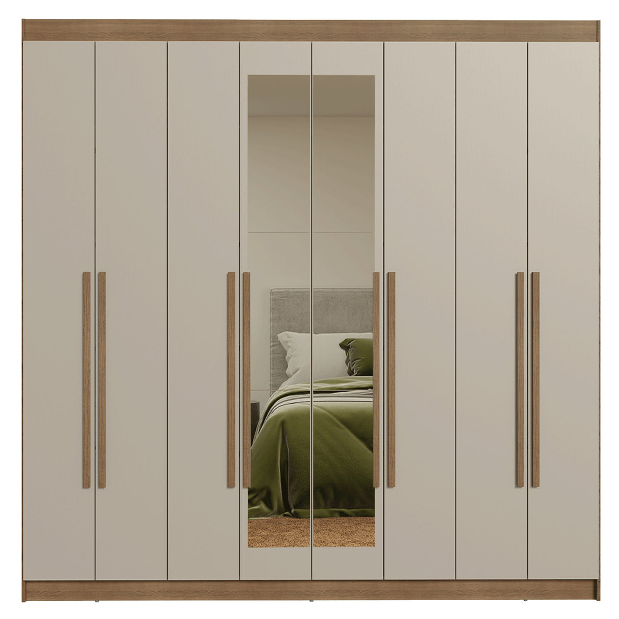 Closet Venus Marrón y Crema 216x217cm con Ocho Puertas con Diecisiete Compartimientos y con Espejo - CLOSETS | Bylmo