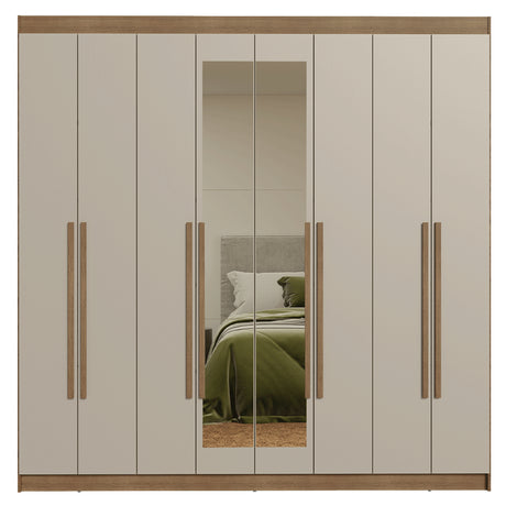 Closet Venus Marrón y Crema 216x217cm con Ocho Puertas con Diecisiete Compartimientos y con Espejo - CLOSETS | Bylmo