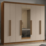 Closet Venus Marrón y Crema 216x217cm con Ocho Puertas con Diecisiete Compartimientos y con Espejo - CLOSETS | Bylmo
