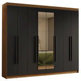 Closet Venus Marrón y Negro 216x217cm con Ocho Puertas con Diecisiete Compartimientos y con Espejo - CLOSETS | Bylmo