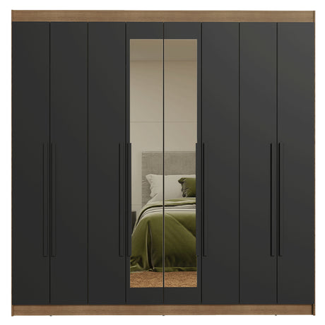 Closet Venus Marrón y Negro 216x217cm con Ocho Puertas con Diecisiete Compartimientos y con Espejo - CLOSETS | Bylmo