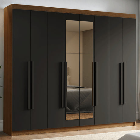 Closet Venus Marrón y Negro 216x217cm con Ocho Puertas con Diecisiete Compartimientos y con Espejo - CLOSETS | Bylmo