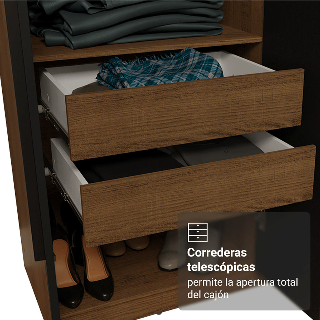 Closet Venus Marrón y Negro 216x217cm con Ocho Puertas y con Diecisiete Compartimientos - CLOSETS | Bylmo