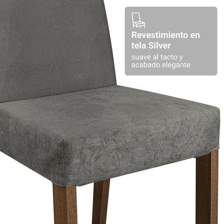 Juego de comedor Mile Marrón y Plata 110x76cm Circular de Cuatro Puestos con Cuatro Sillas - COMEDORES | Bylmo