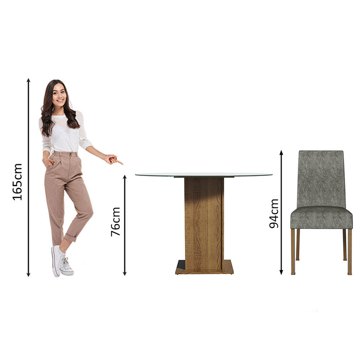 Juego de comedor Mile Marrón y Plata 110x76cm Circular de Cuatro Puestos con Cuatro Sillas - COMEDORES | Bylmo