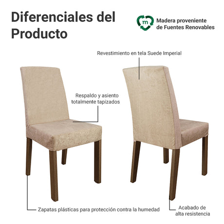 Juego de comedor Mile Marrón y Beige 110x76cm Circular de Cuatro Puestos con Cuatro Sillas - COMEDORES | Bylmo