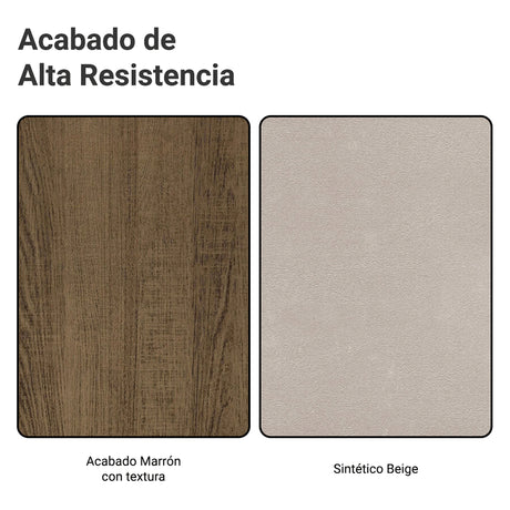Juego de comedor Paula Marrón y Beige 110x76cm Circular de Cuatro Puestos con Cuatro Sillas - COMEDORES | Bylmo