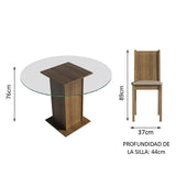 Juego de comedor Paula Marrón y Beige 110x76cm Circular de Cuatro Puestos con Cuatro Sillas - COMEDORES | Bylmo