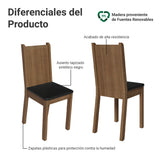 Juego de comedor Paula Marrón y Negro 110x76cm Circular de Cuatro Puestos con Cuatro Sillas - COMEDORES | Bylmo