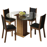 Juego de comedor Madu Marrón y Negro 110x76cm Rectangular de Cuatro Puestos con Cuatro Sillas - COMEDORES | Bylmo