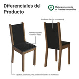 Juego de comedor Madu Marrón y Negro 110x76cm Rectangular de Cuatro Puestos con Cuatro Sillas - COMEDORES | Bylmo