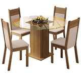 Juego de comedor Ana Marrón y Crema 110x76cm Circular de Cuatro Puestos con Cuatro Sillas - COMEDORES | Bylmo
