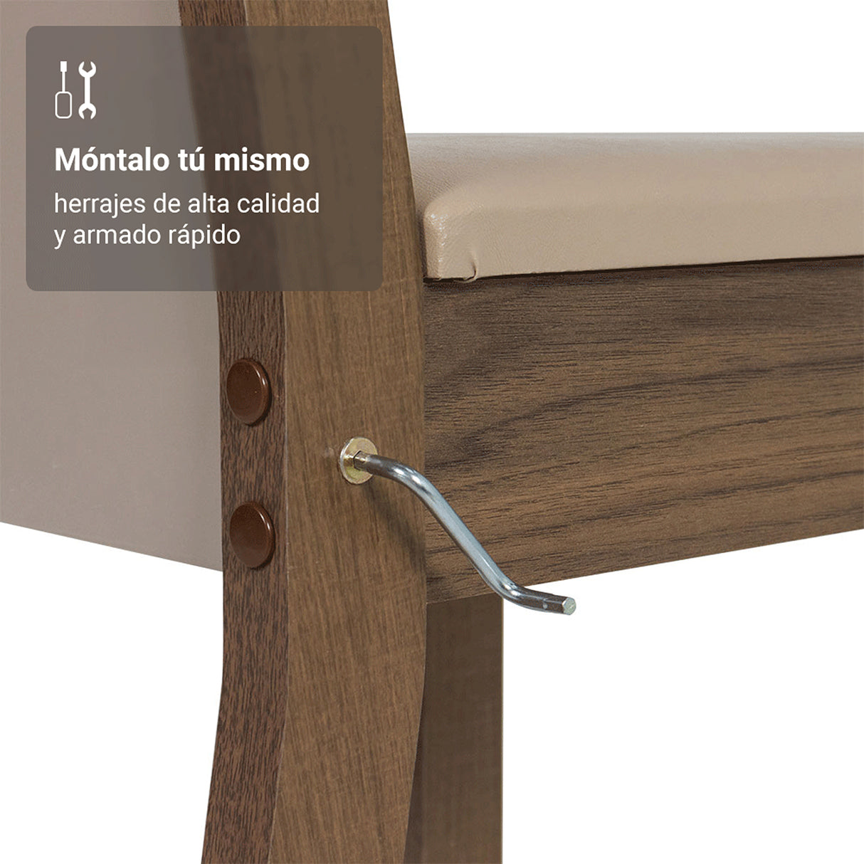 Juego de comedor Ana Marrón y Crema 110x76cm Circular de Cuatro Puestos con Cuatro Sillas - COMEDORES | Bylmo