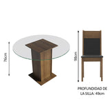 Juego de comedor Ana Marrón y Negro 110x76cm Circular de Cuatro Puestos con Cuatro Sillas - COMEDORES | Bylmo