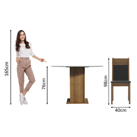 Juego de comedor Ana Marrón y Negro 110x76cm Circular de Cuatro Puestos con Cuatro Sillas - COMEDORES | Bylmo