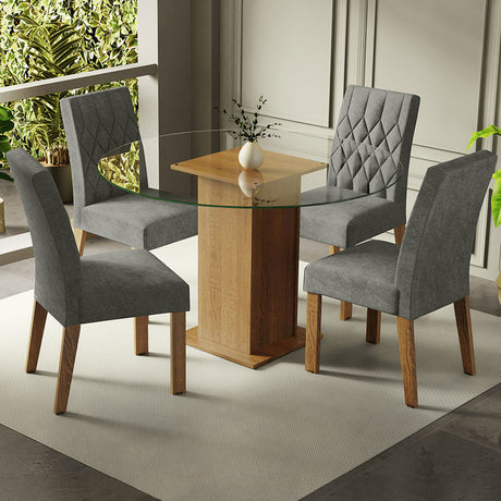 Juego de comedor Irene Marrón y Plata 110x76cm Rectangular de Cuatro Puestos con Cuatro Sillas - COMEDORES | Bylmo