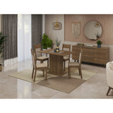 Juego de comedor Sheil Marrón y Crema 104x78cm Rectangular de Cuatro Puestos con Cuatro Sillas - COMEDORES | Bylmo
