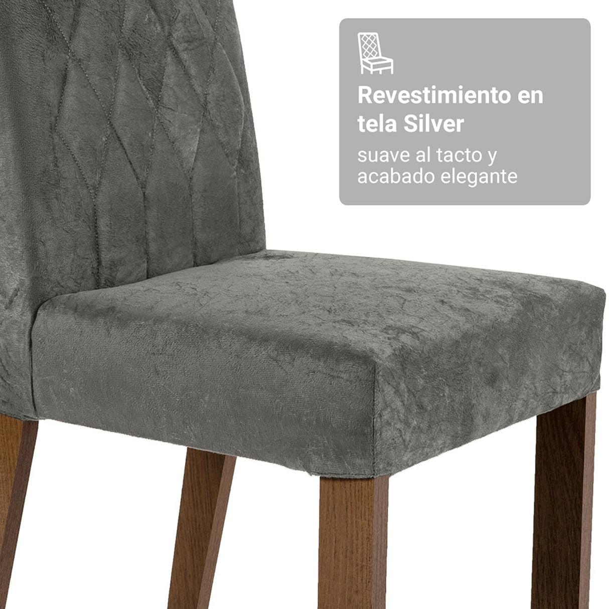 Juego de comedor Allegro Gris 136x76cm Rectangular de Seis Puestos con Seis Sillas - COMEDORES | Bylmo