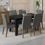 Juego de comedor Allegro Gris 136x76cm Rectangular de Seis Puestos con Seis Sillas - COMEDORES | Bylmo