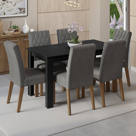 Juego de comedor Allegro Gris 136x76cm Rectangular de Seis Puestos con Seis Sillas - COMEDORES | Bylmo