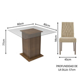 Juego de comedor Cica Marrón y Beige 80x77cm Cuadrado de Dos Puestos con Dos Sillas - COMEDORES | Bylmo