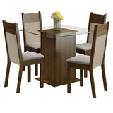 Juego de comedor Dallas Marrón y Crema 80x76cm Cuadrado de Cuatro Puestos con Cuatro Sillas - COMEDORES | Bylmo